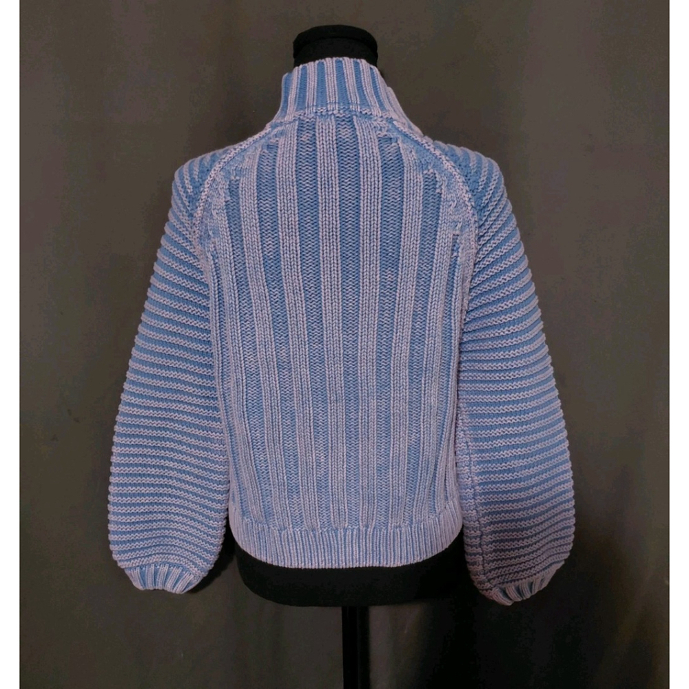 Free People Sweater Sweetheart Chunky Rib Knit Blue Purple Pullover Size XS - Picture 4 of 11